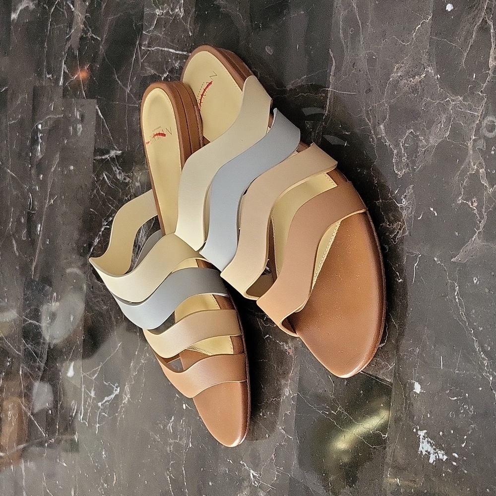NEW$425 Alexandre Birman Alia Wavy Flat Leather Slip-on Slides Sandals 37 6.5 - Picture 5 of 12